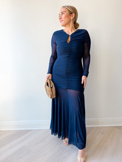 Yasmine Ruched Long Sleeve Dress