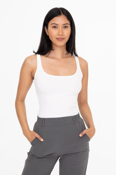 Square Neck Tank Top white