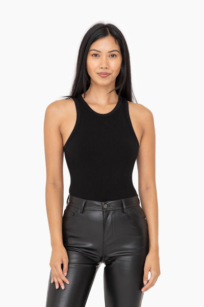 Ribbed Sleeveless Bodysuit black