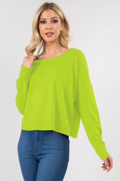 Front Seam Simple Sweater lt. lime