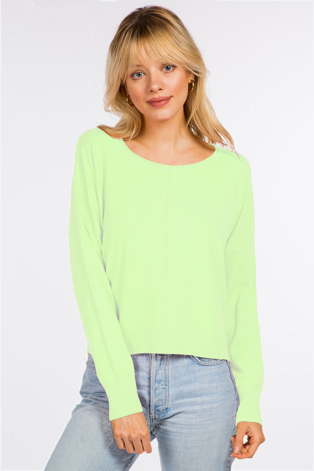 Front Seam Simple Sweater mint