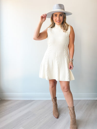 Tara Cable Knit Flare Mini Dress