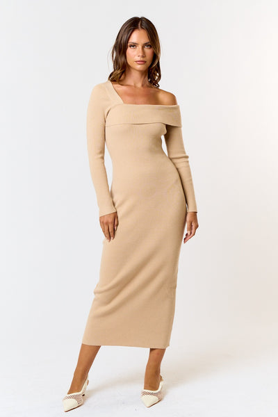 Asymmetrical Knit Midi Dress