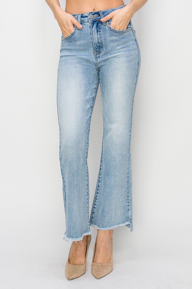 Step Hem Crop Flare Jean