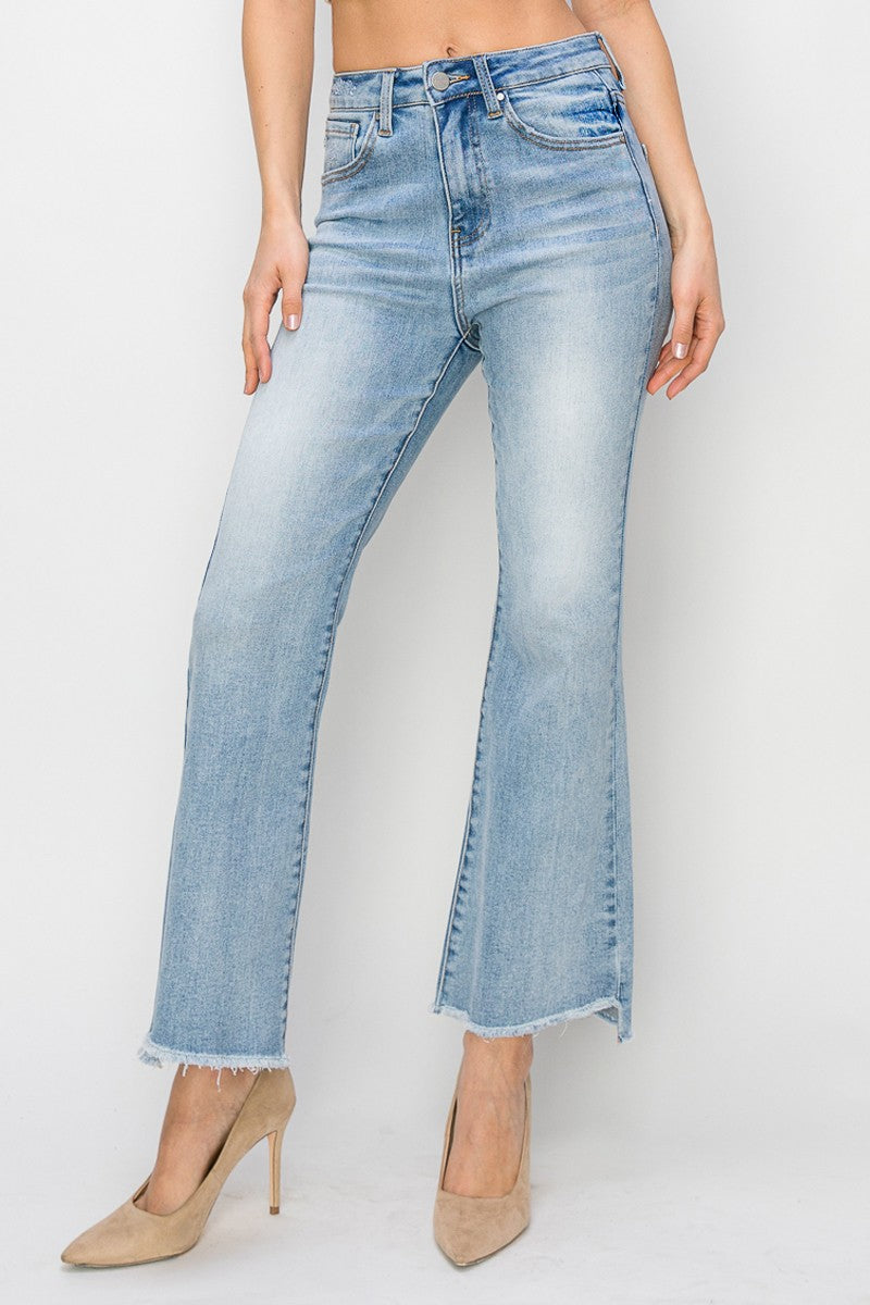 Step Hem Crop Flare Jean