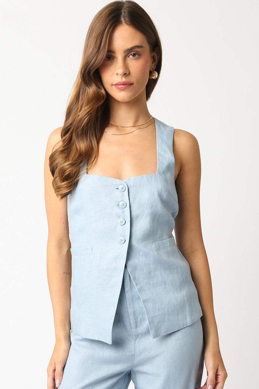 Blair Linen Tank lt. blue