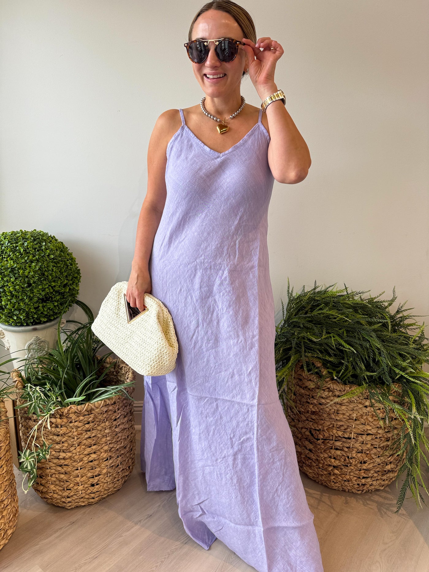 Aria Linen Maxi Dress lavender