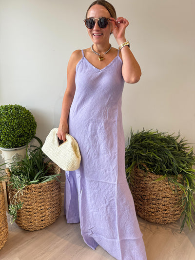 Aria Linen Maxi Dress lavender
