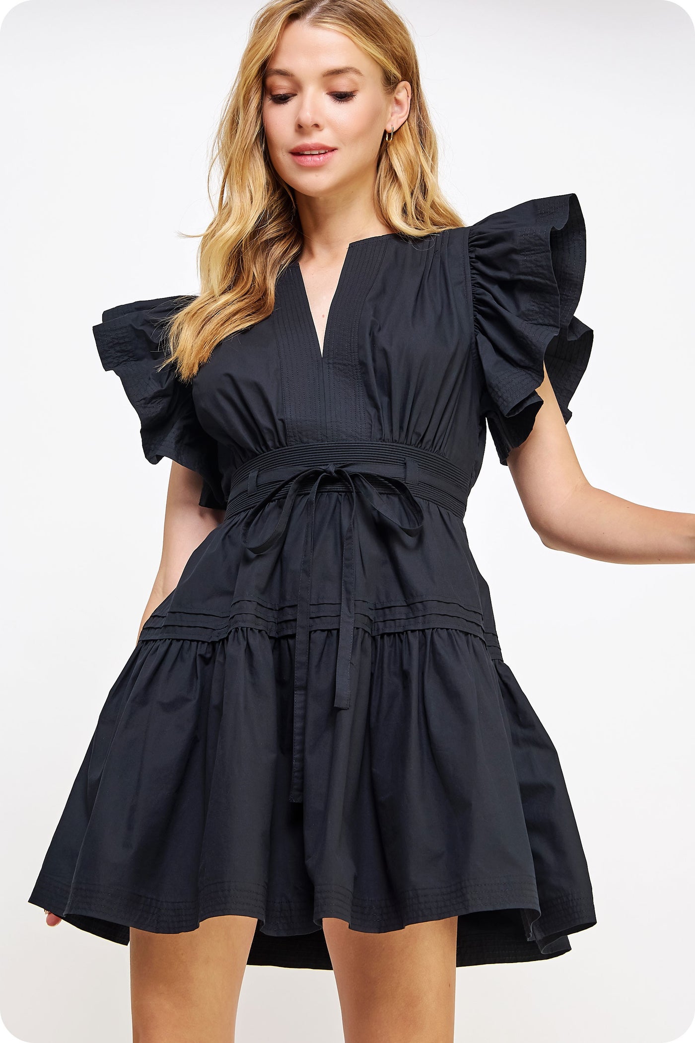 Hellen Flutter Slv. Poplin Mini Dress