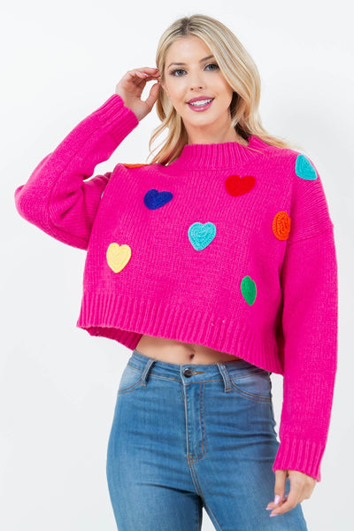 Mia Hearts Sweater hot pink