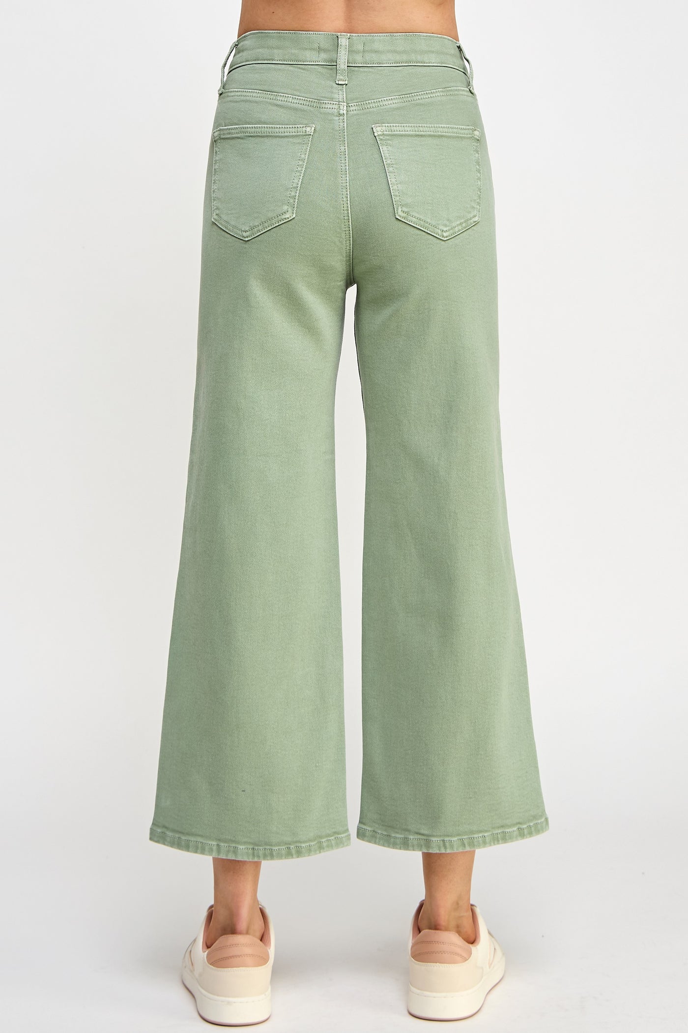 Olive Cropped Wide Leg Jeans