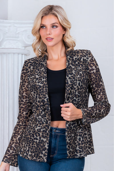 Sherry Sheer Relaxed Leopard Blazer