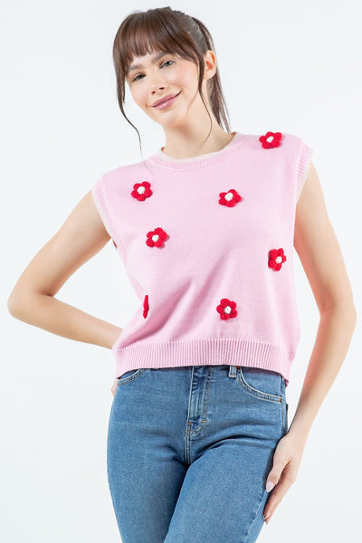 Aspyn Knit Tank pink red