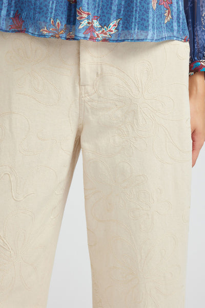 Embroidered Barrel Leg Jeans