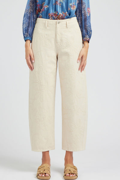 Embroidered Barrel Leg Jeans