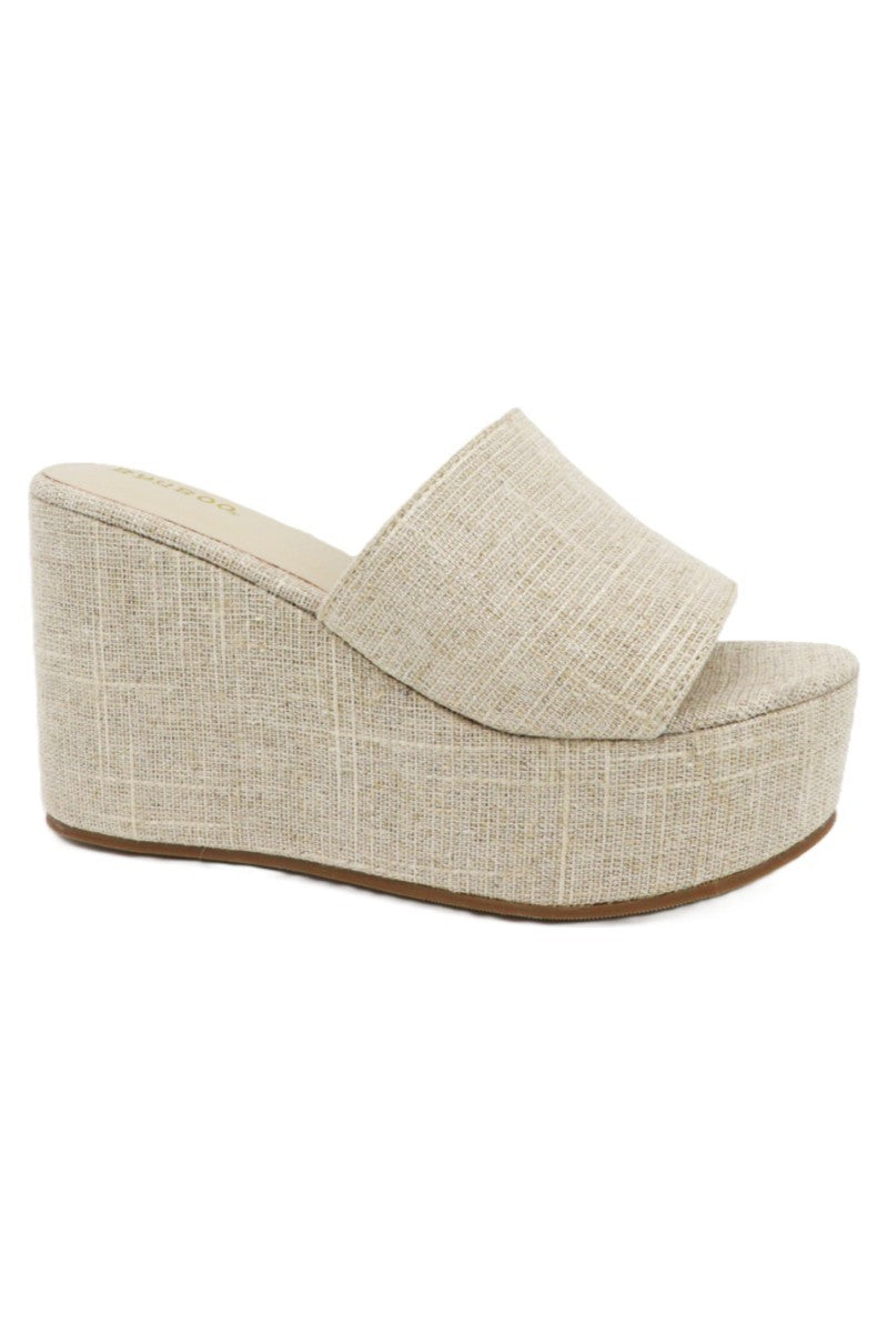 Linen Platform Wedge