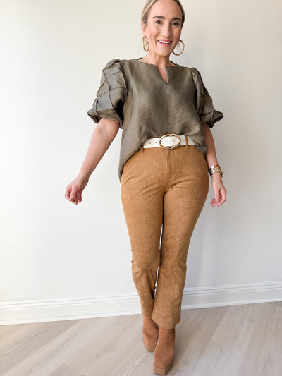 Celeste Quilted Detail Short Slv. Top