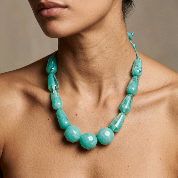 Halley Large Bead Statement Necklace Turqoise