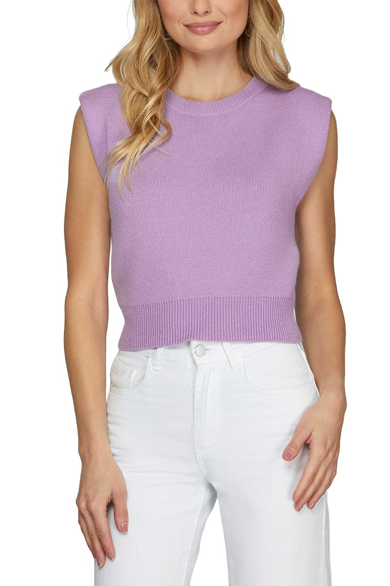 Danielle Slvless. Cropped Sweater lilac