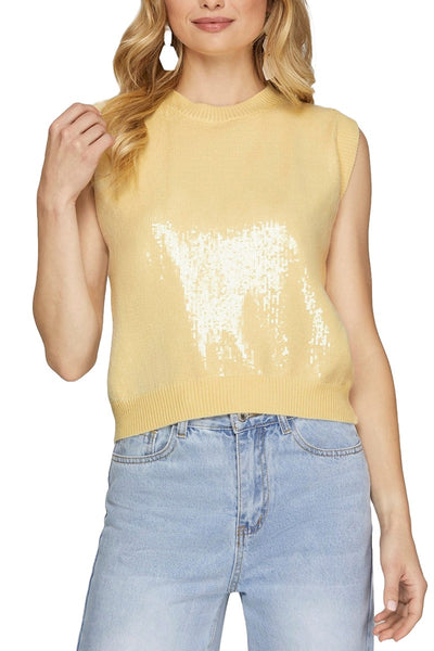 Shelley Sequin Knit Tank Top lt. yellow