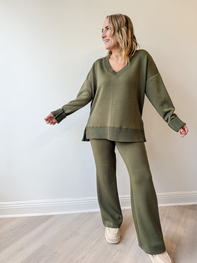 Florine Knit Flare Pant olive