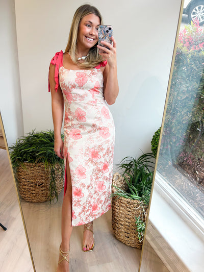 Faith Floral Side Slit Midi Dress