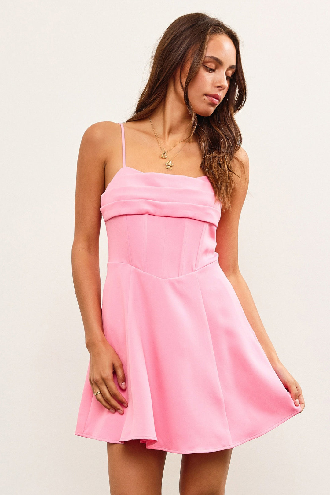 Lynn Corset Flare Cami Dress Doll Pink / S