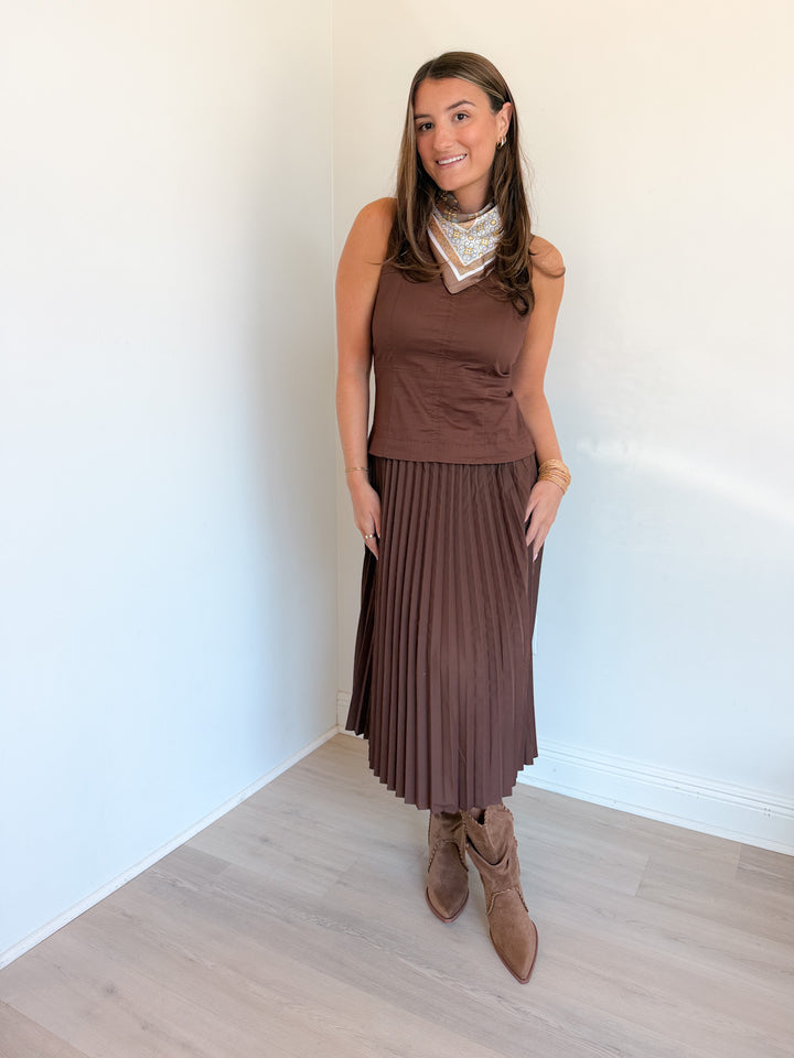 Elise Pleated Midi Dress