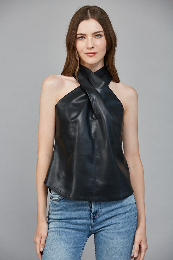 Lisa Leather Halter Top