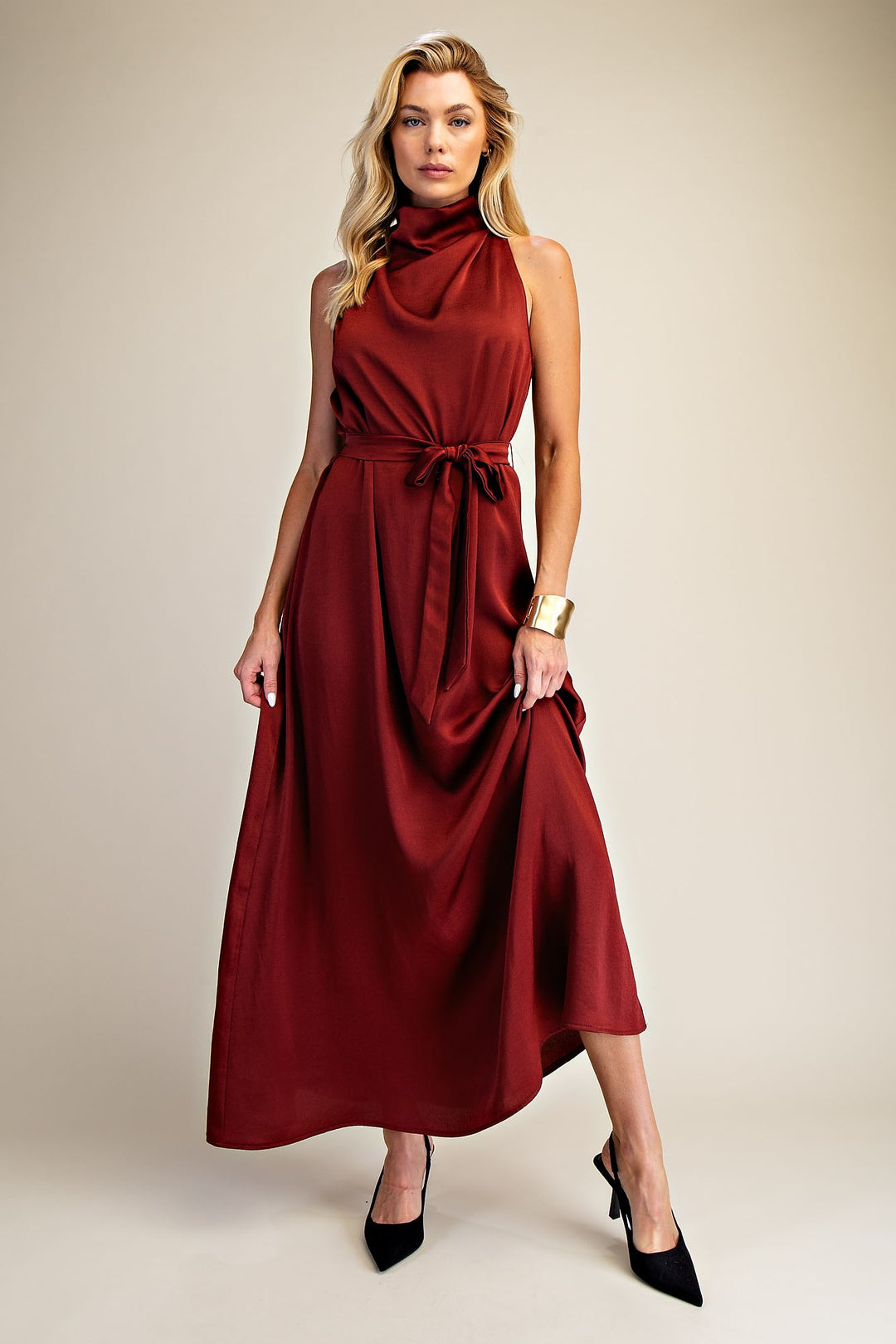 Amber Mock Neck Lace Tie Dress