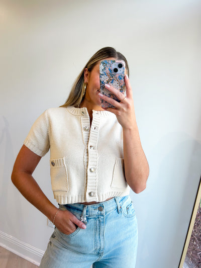 Ally Gold Button Cardigan CREAM