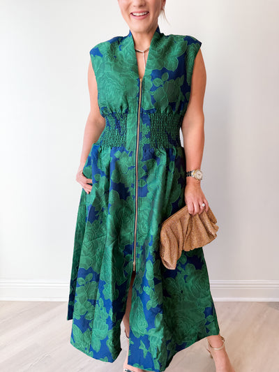 Elsie Floral Jacquard Midi Dress