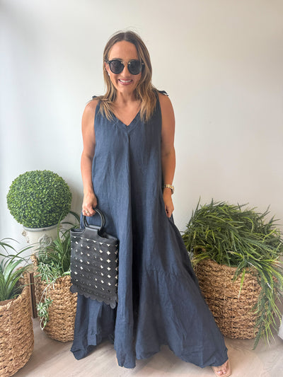 Amy Linen Maxi Dress navy