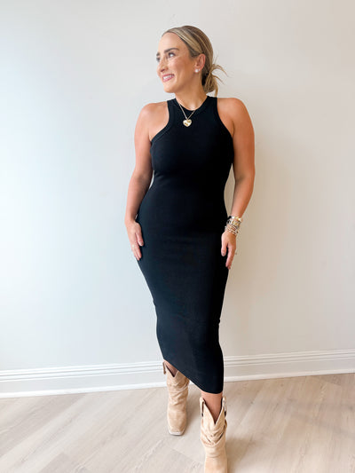 Ribbed Fitted Midi Dress