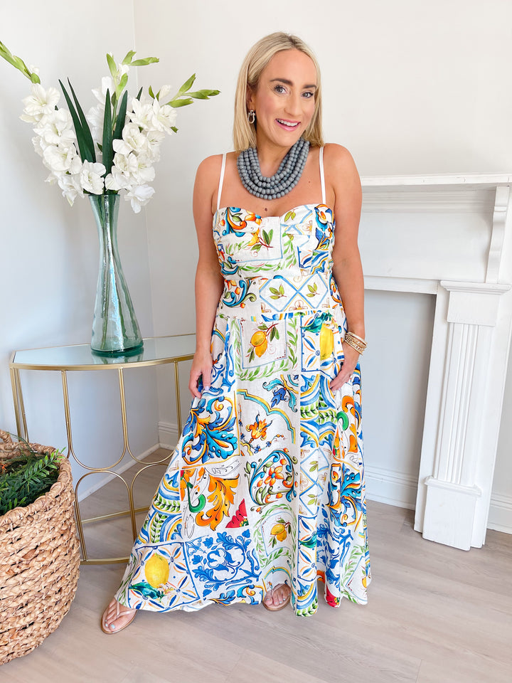 Floral Tile Midi Skirt