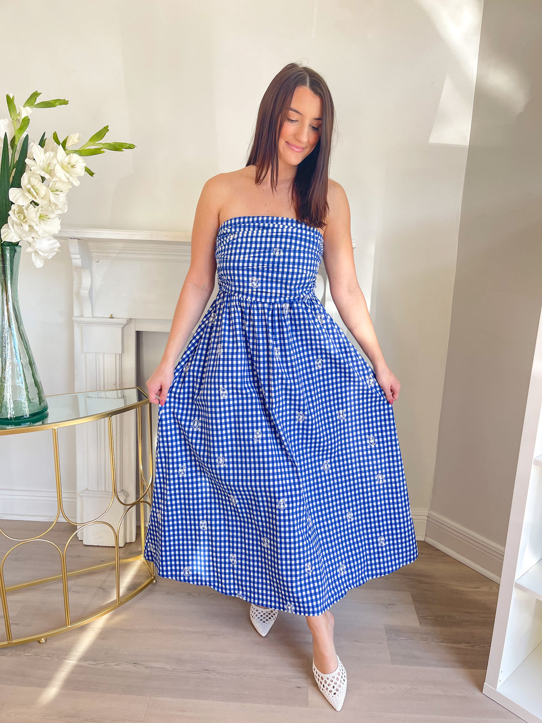 Azure Tube Maxi Dress Azure Lace / M
