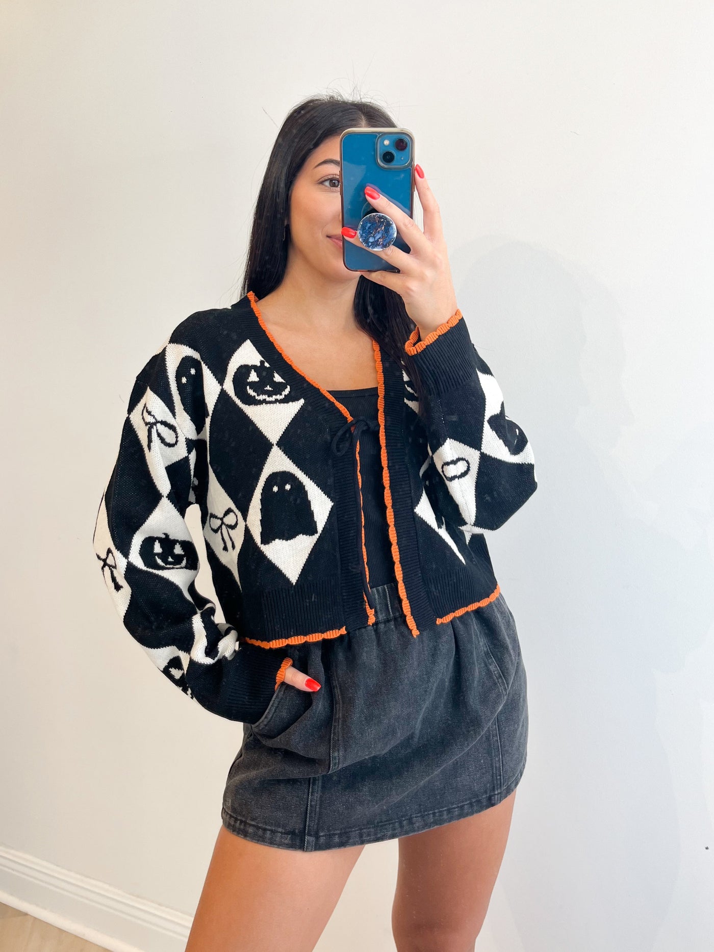 Aria Halloween Cropped Cardigan
