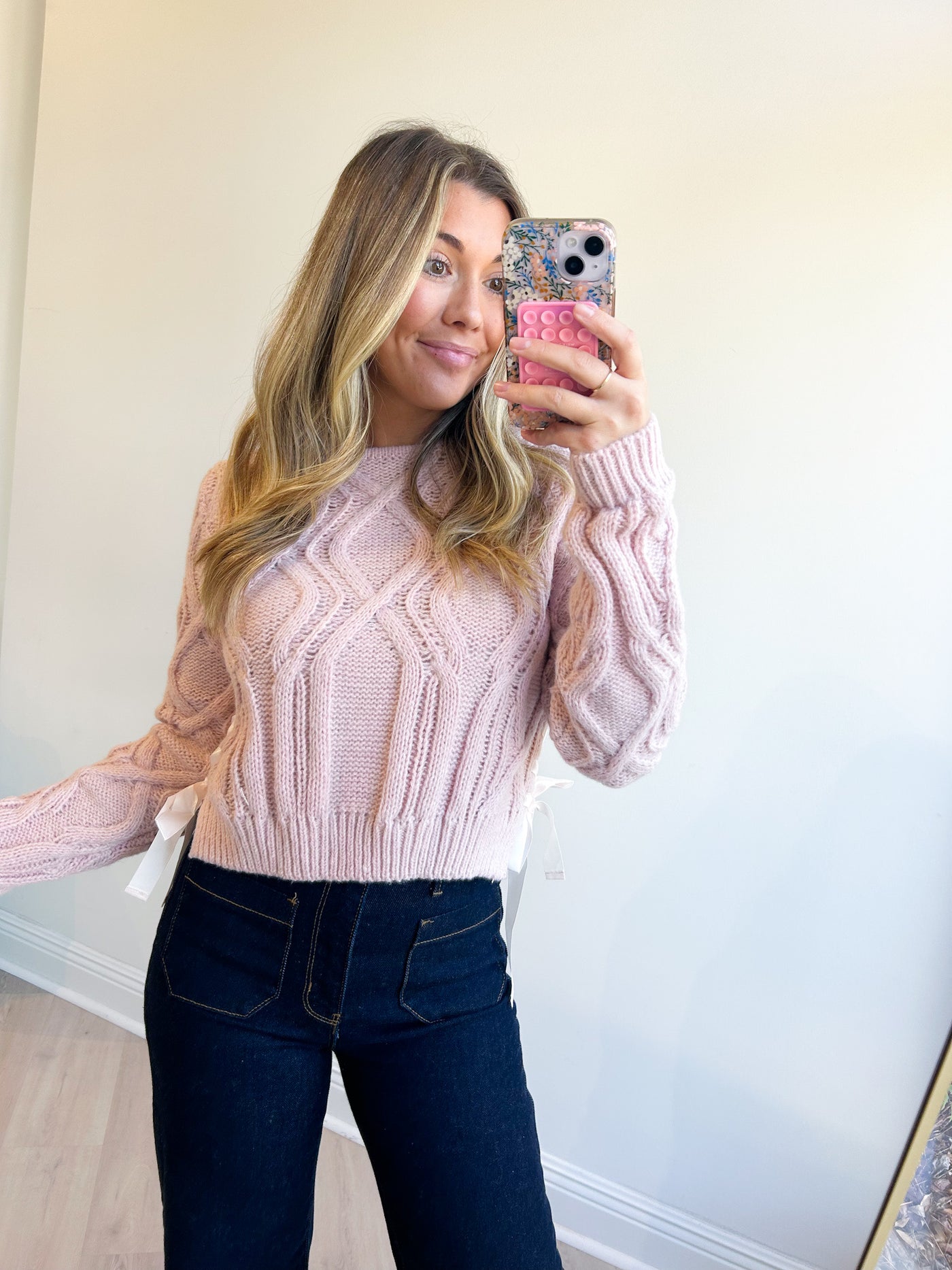 Talia Cable Cropped Knit Top