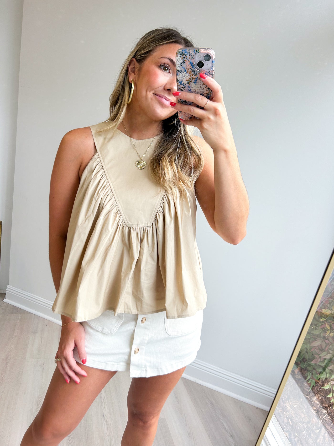 Mae Gathered Poplin Top