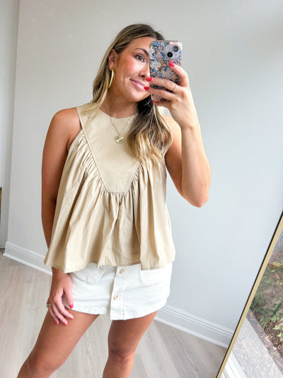 Mae Gathered Poplin Top