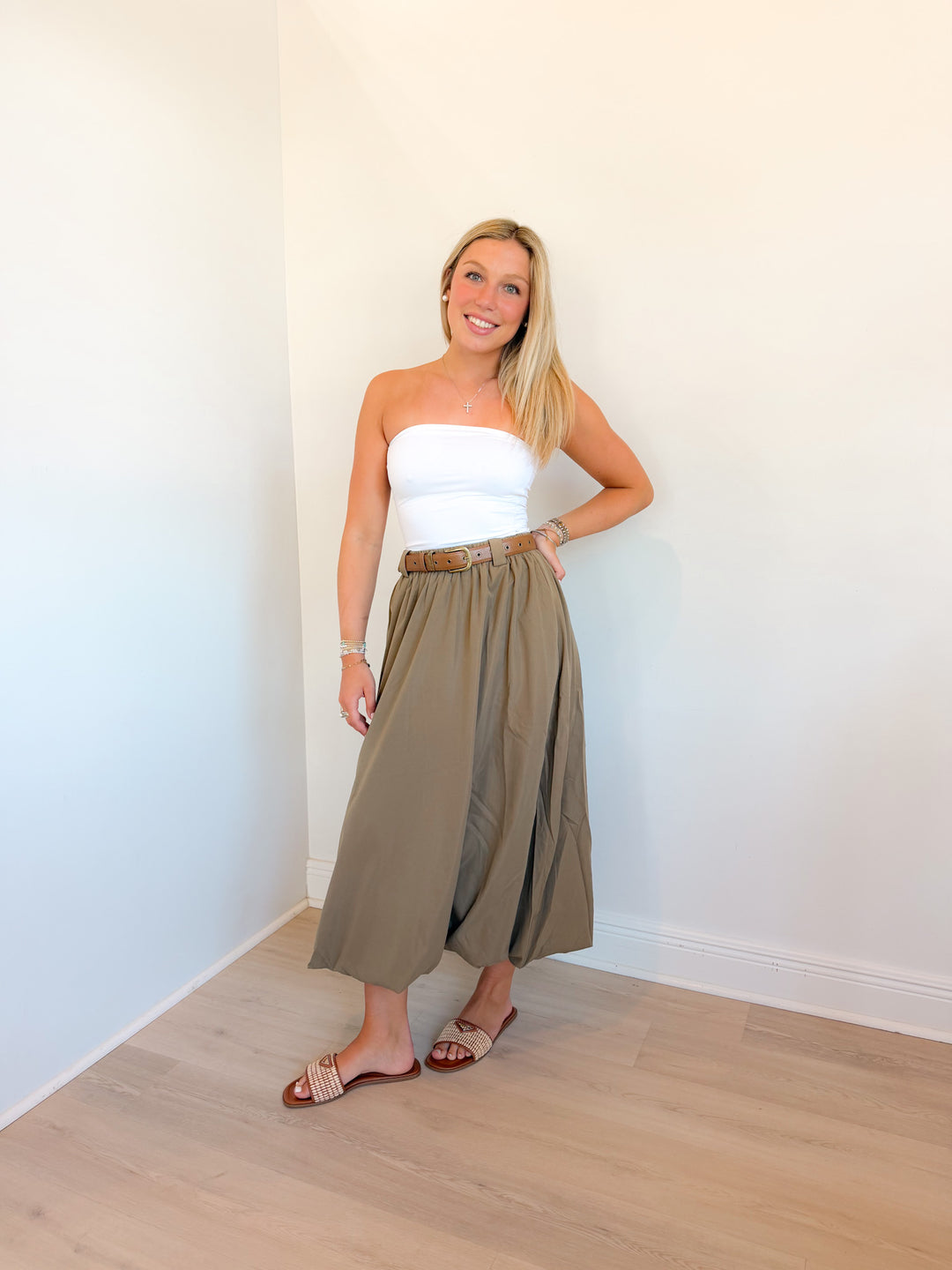 Village Belted Midi Skirt