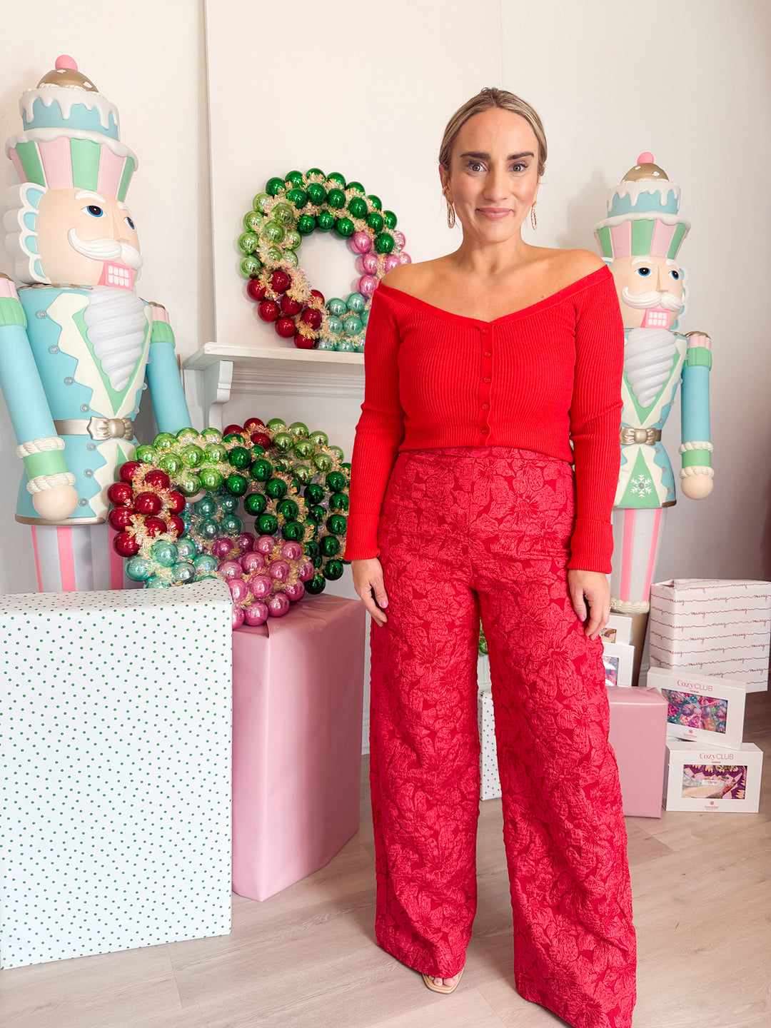 Arielle Jacquard Bern Wide Leg Pants