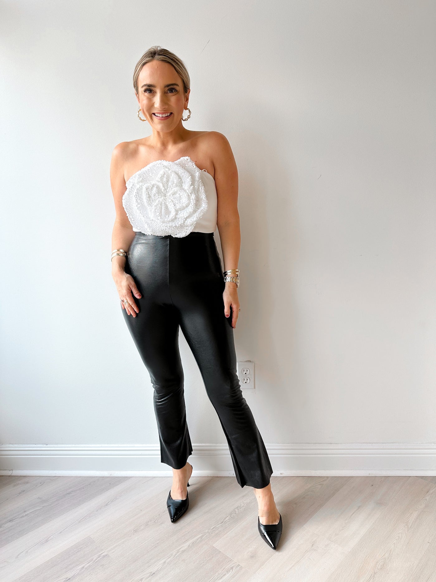 Faux Leather Crop Flare