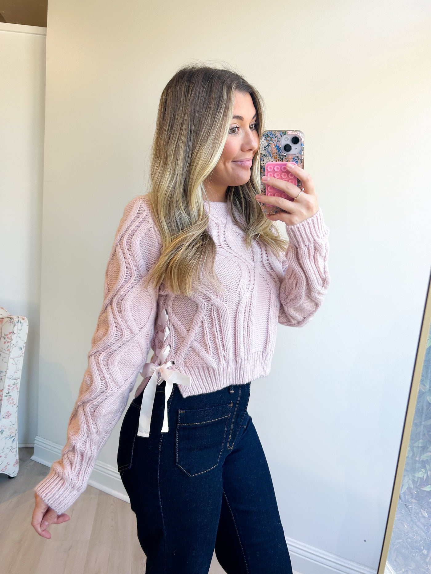 Talia Cable Cropped Knit Top