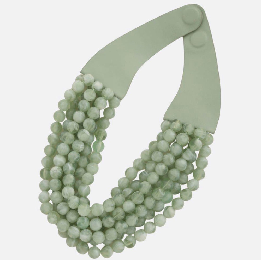 Nancy Beaded Magnetic Layered Necklace Green