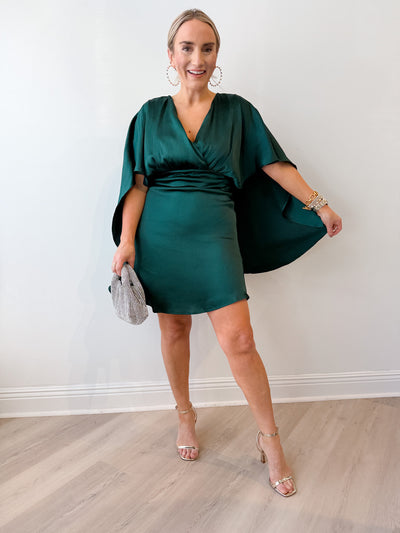 Aria Satin Cape Mini Dress