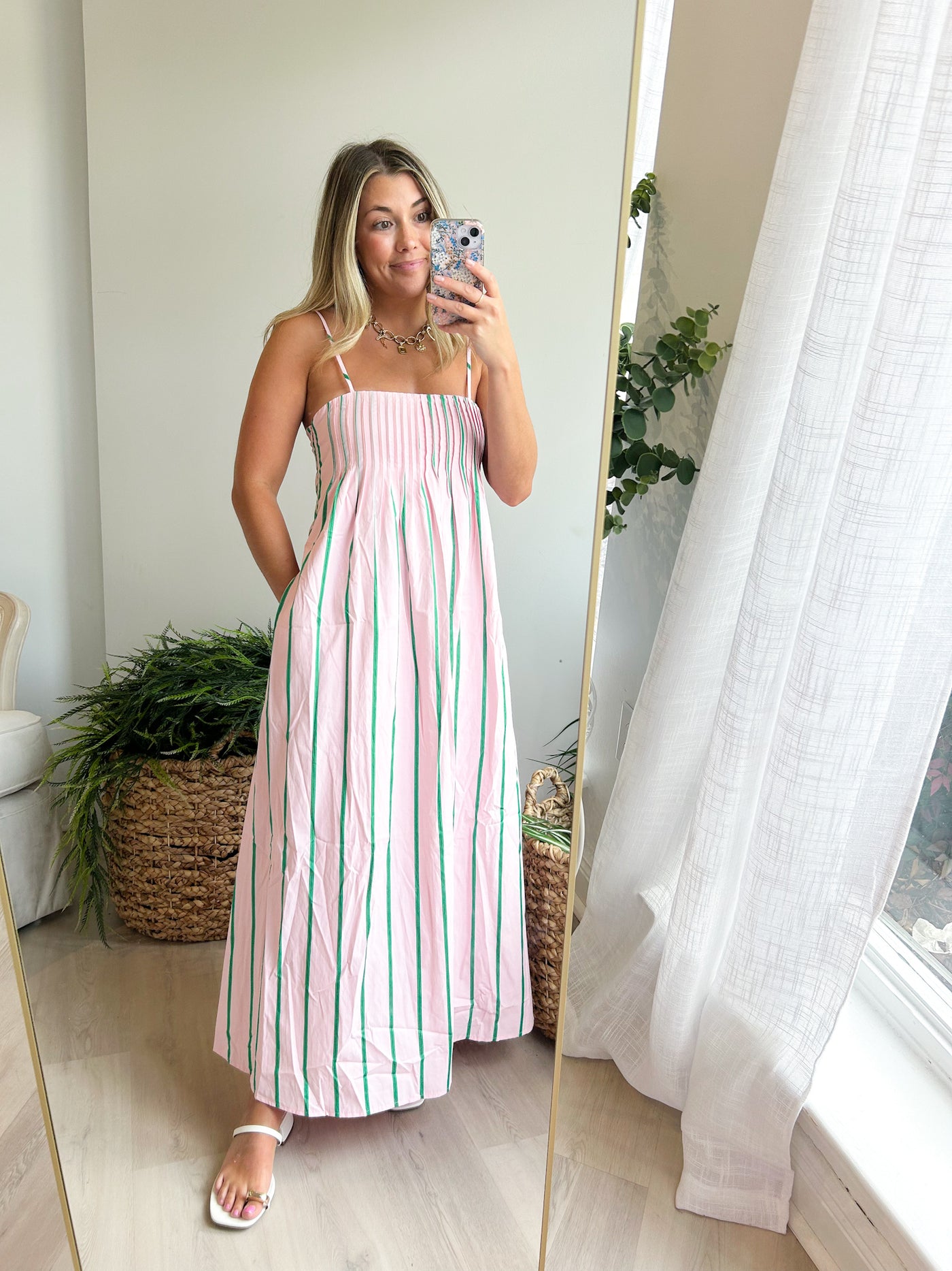 Lynn Maxi Dress pink green stripe