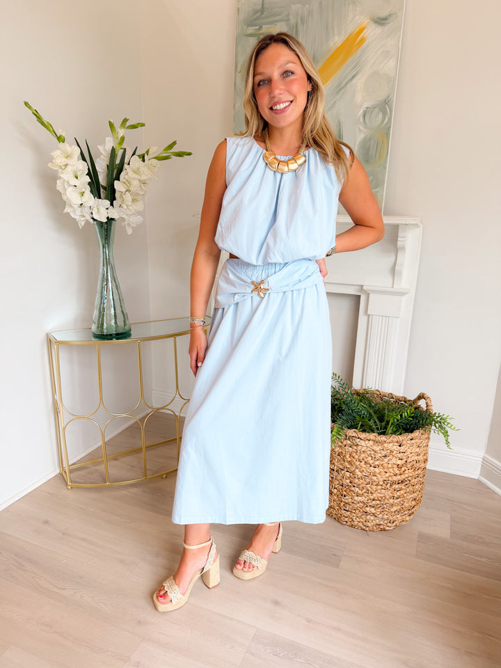 Starfish Gold Trim Detailed Top &amp; Skirt Set