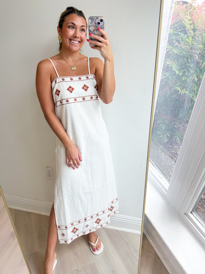 Warm Horizon Embroidered Midi Dress