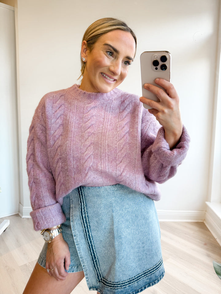 Violetta Cable Knit Crewneck Sweater